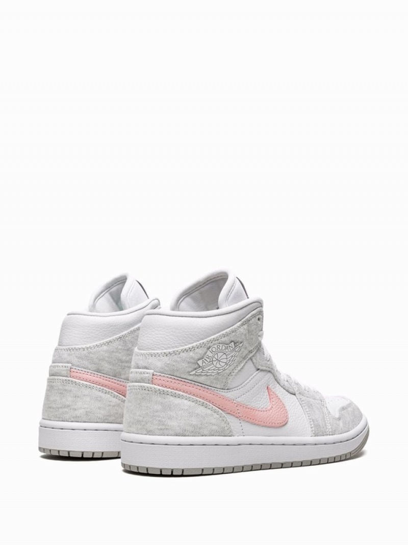 Air Jordan 1 Nike Mid Mujer Blancas Rosas | VXC-928063